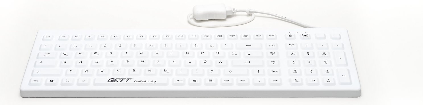 GETT CleanType Prime Pro+ TKG-110-GCQ-PR-KGEH-WHITE-IP68-MAG-BACKL-USB-DE - TL: Deutsch, QWERTZ