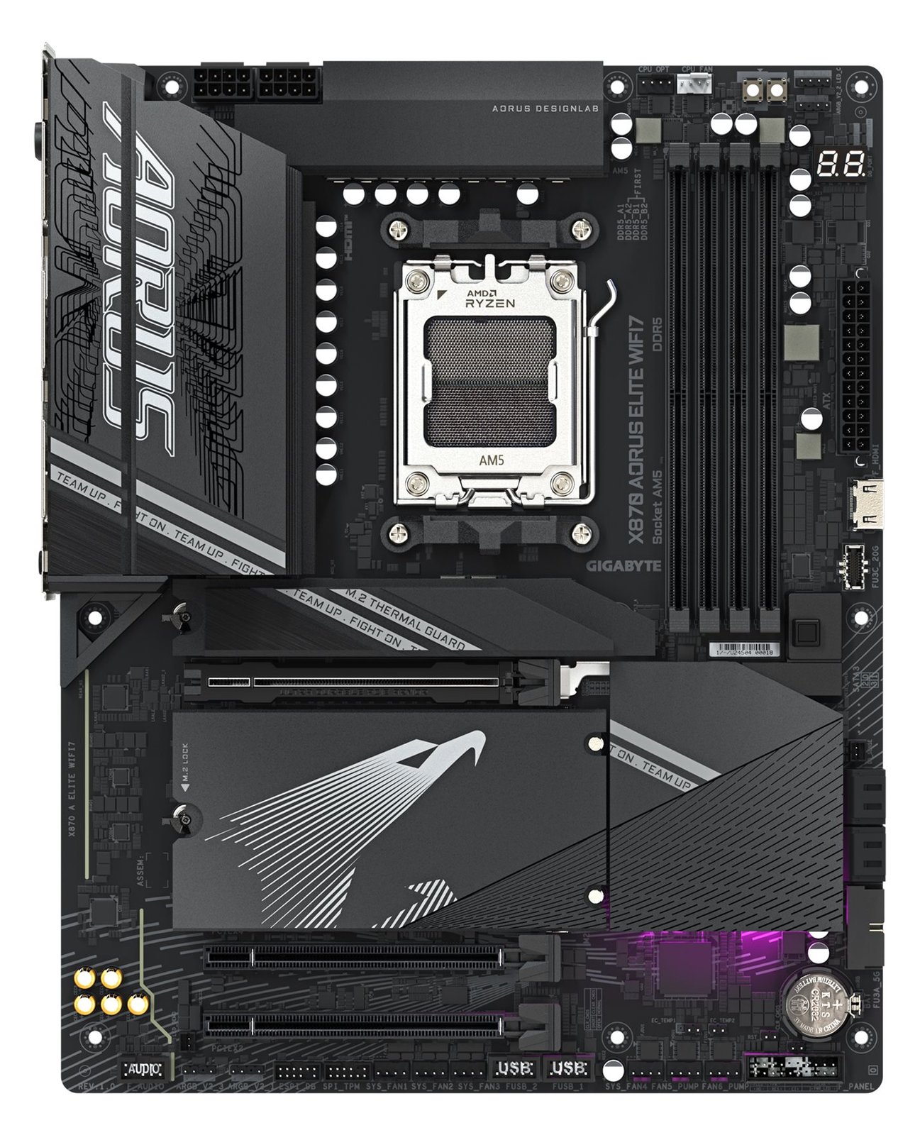 Gigabyte AORUS X870 ELITE WIFI7 - Motherboard - ATX - Socket AM5 - AMD X870 Chipsatz - USB-C 3.2 Gen 2x2, USB4