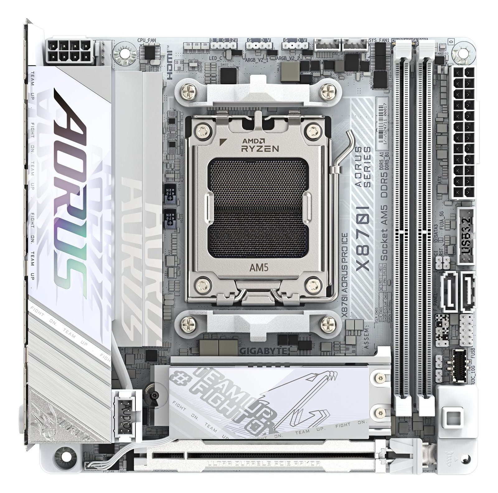 Gigabyte AORUS X870I PRO ICE - Motherboard - Mini-ITX - Socket AM5 - AMD X870 Chipsatz - USB4, USB-C 3.2 Gen2