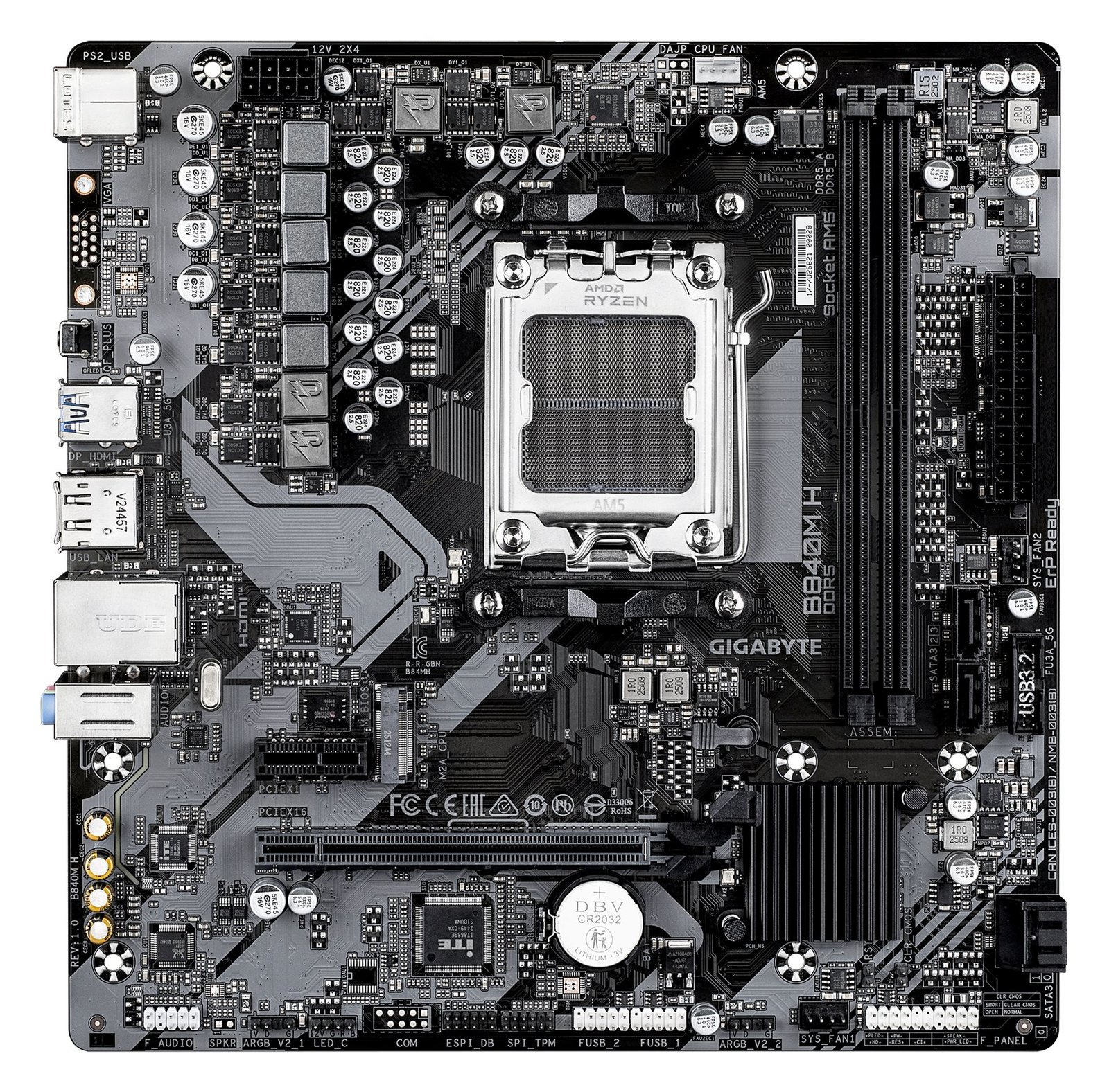 Gigabyte B840M H - Motherboard - micro ATX - Socket AM5 - AMD B840 Chipsatz - USB 3.2 Gen 1 - Gigabit LAN