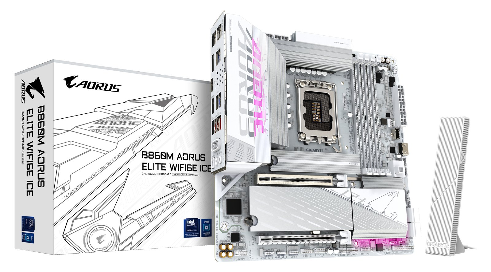Gigabyte MB GBT Intel 1851 B860M A ELT WF6E ICE - Micro/Mini/Flex-ATX - USB 3.2
