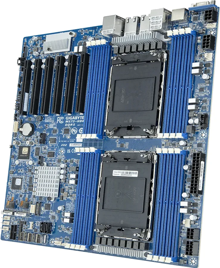 Gigabyte MS73-HB0 - 1.X/3.X - Motherboard - E-ATX - LGA4677 Socket-E - 2 Unterstützte CPUs - Intel C741 Chipsatz, Ansicht 2