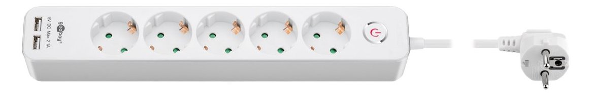 Goobay - Steckdosenleiste - Wechselstrom 230 V - 3680 Watt - Eingabe, Eingang CEE 7/7 - Ausgangsanschlüsse: 5