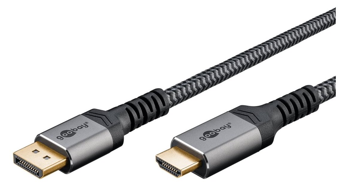Goobay DisplayPort -auf-HDMI -Kabel 2 m Sharkskin Grey - -Stecker>