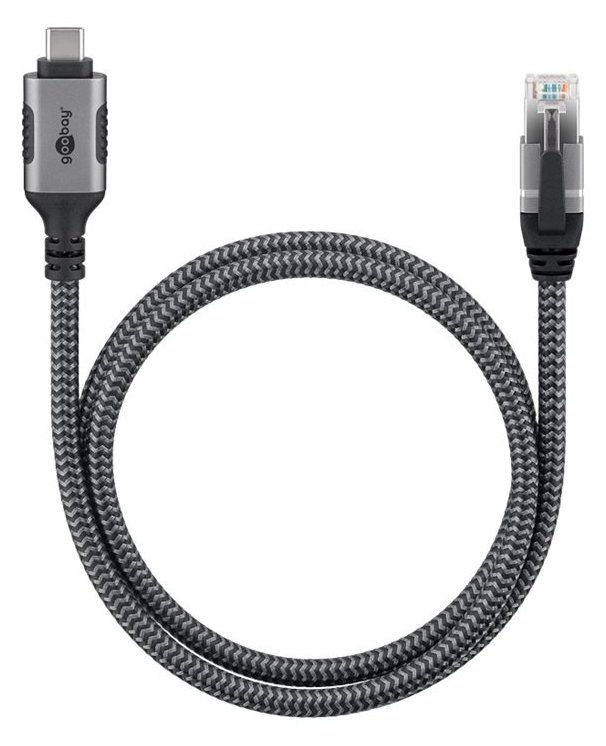 Goobay Ethernet-Kabel USB-C auf RJ45 1 m - verbindet Router Modem oder Netzwerk-Switch