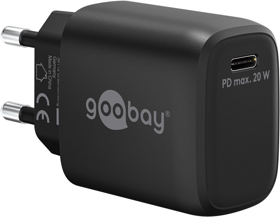 Goobay USB-C PD Schnellladegerät 20 W schwarz - 1x -Anschluss Power