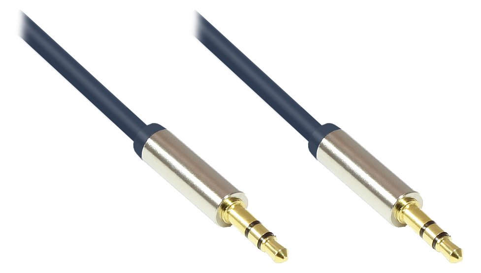 Good Connections Audio Anschlusskabel High-Quality 3,5mm - 2x Klinkenstecker - Vollmetallgehäuse - dunkelblau - 3m