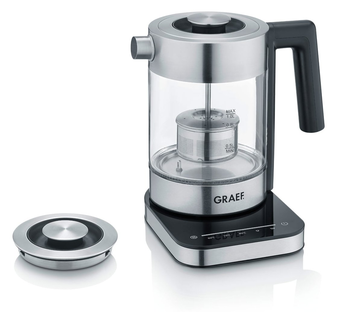 Graef WK350 - 1 l - 2000 W - Schwarz - Edelstahl - Transparent - Glas - Wasserstandsanzeige - Überhitzungsschutz