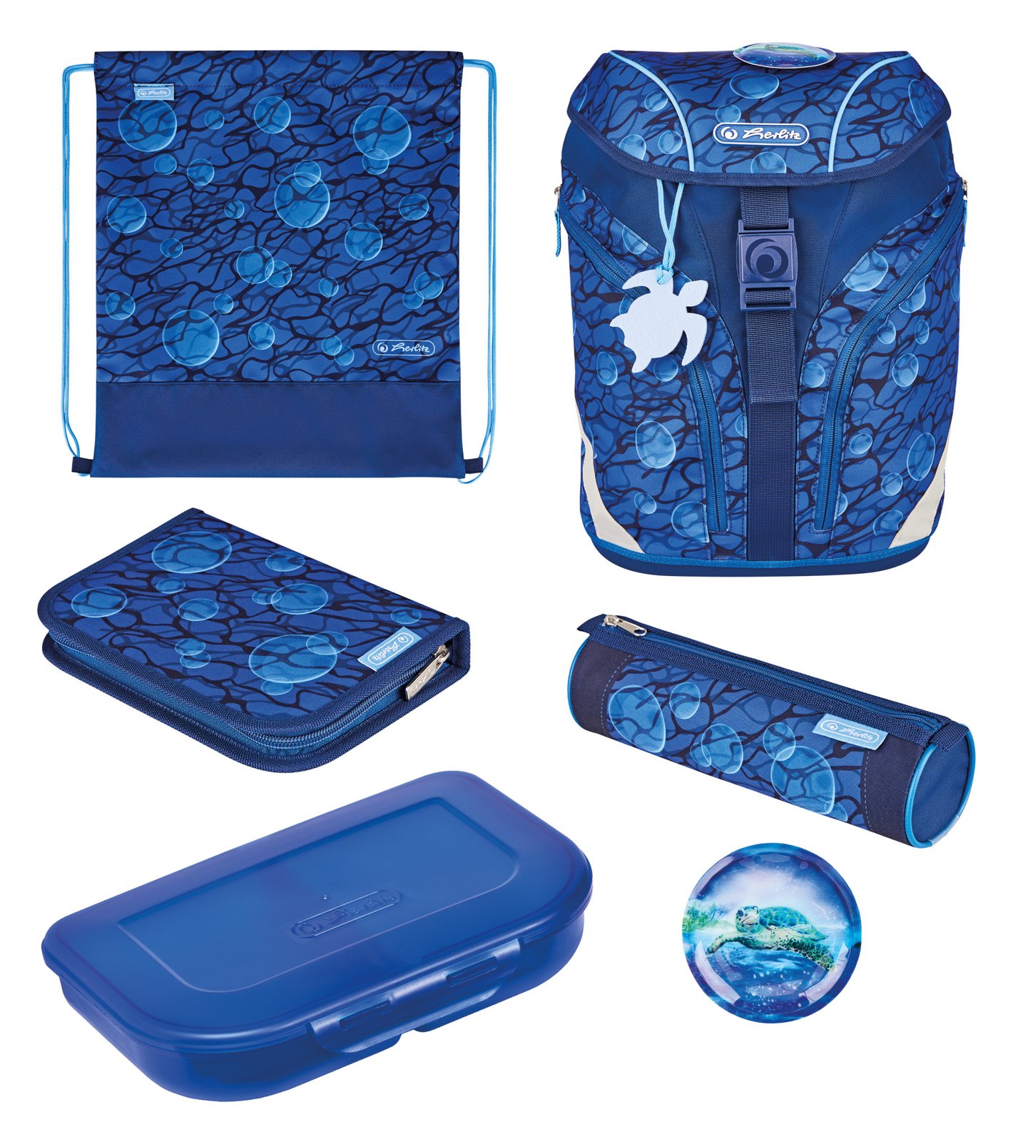 Herlitz SoftLight Plus GreenLine Deep Sea - Federmäppchen - Schultasche - Sporttasche - Junge - Rucksack - 16 l