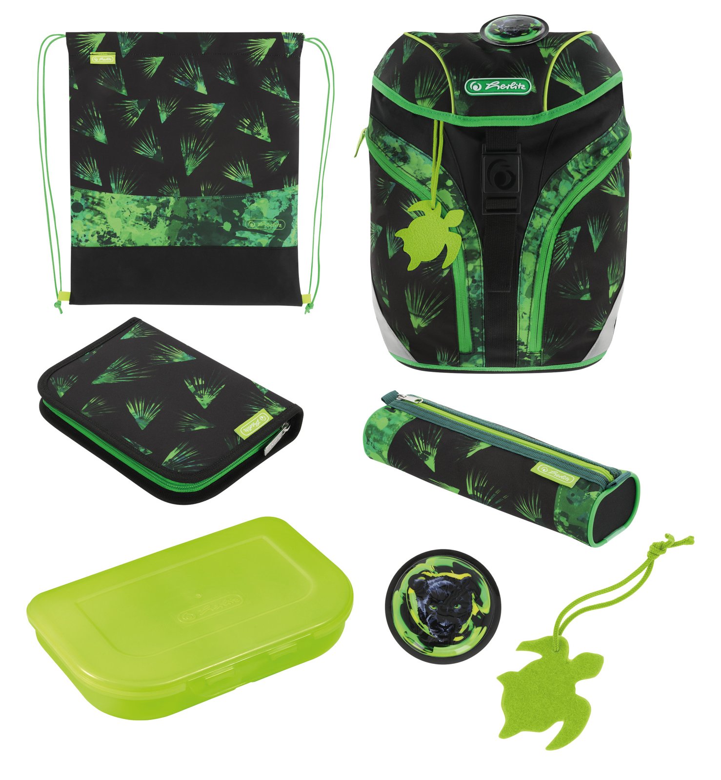 Herlitz SoftLight Plus Greenline Explorer - Federmäppchen - Schultasche - Sporttasche - Junge - Rucksack - 18 l