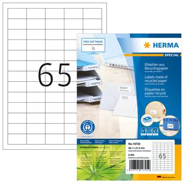 HERMA 10725 - Weiß - Selbstklebendes Druckeretikett - Gestanztes Etikett - Papier - Laser/Inkjet - Dauerhaft von LumaTech