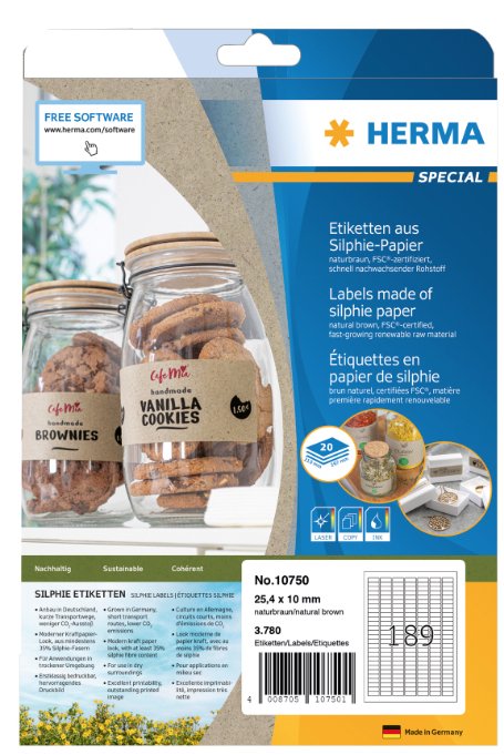 HERMA 10750 - Braun - Rechteck - Dauerhaft - 25,4 x 10 mm - A4 - Universal