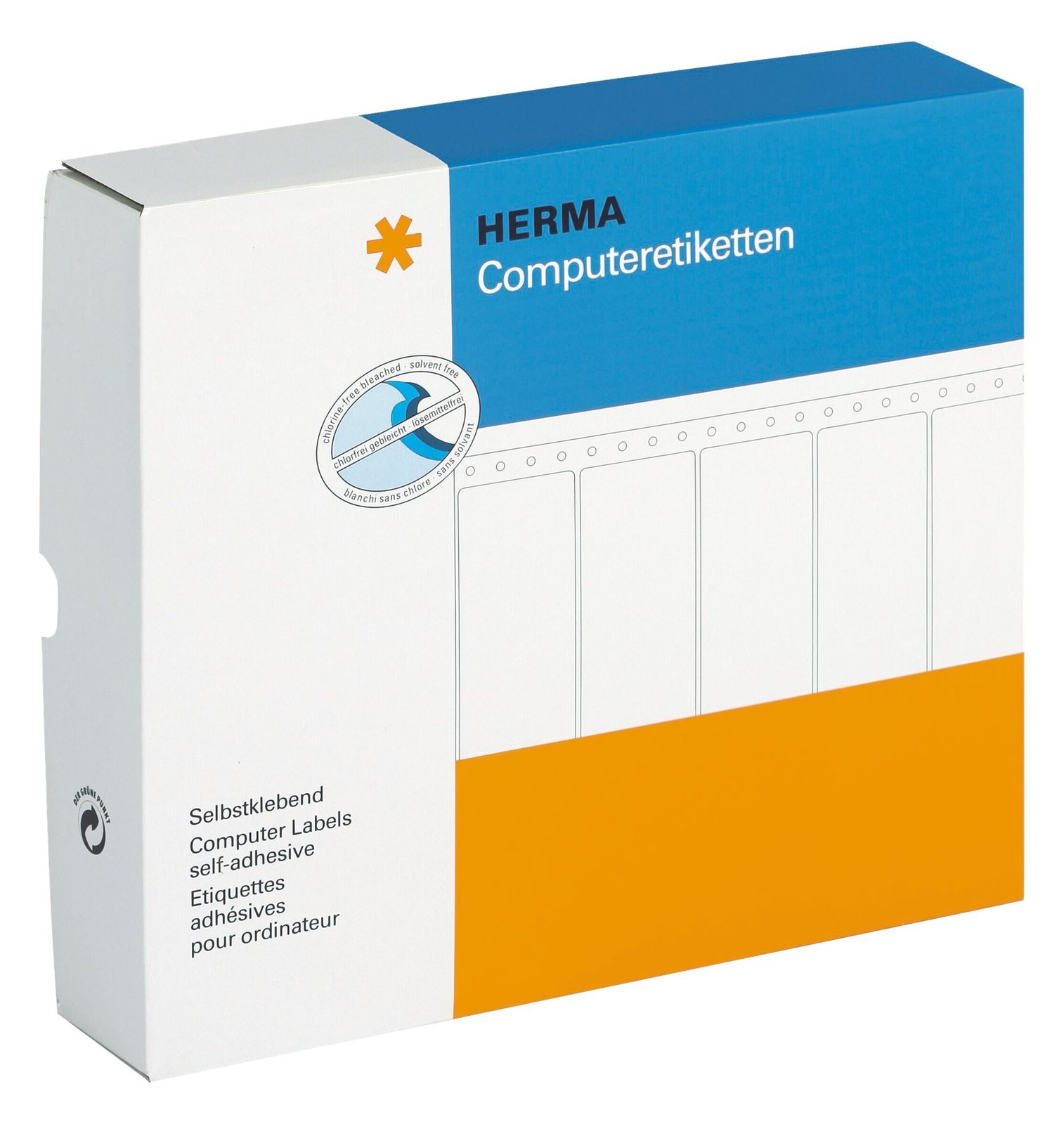 HERMA Computer labels - Papier - matt - perforiert - weiß - 81.28 x 35.7 mm 16000 Etikett(en) (4 Bogen x 4000)