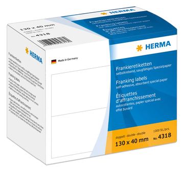 HERMA Franking labels - Papier - selbstklebend - weiß - 130 x 40 mm 1000 Etikett(en) (500 Bogen x 2) von LumaTech