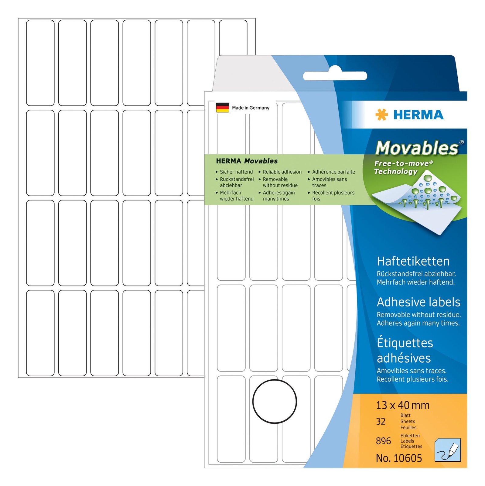 HERMA Movables - Selbstklebeetikett - weiß (Packung mit 896)