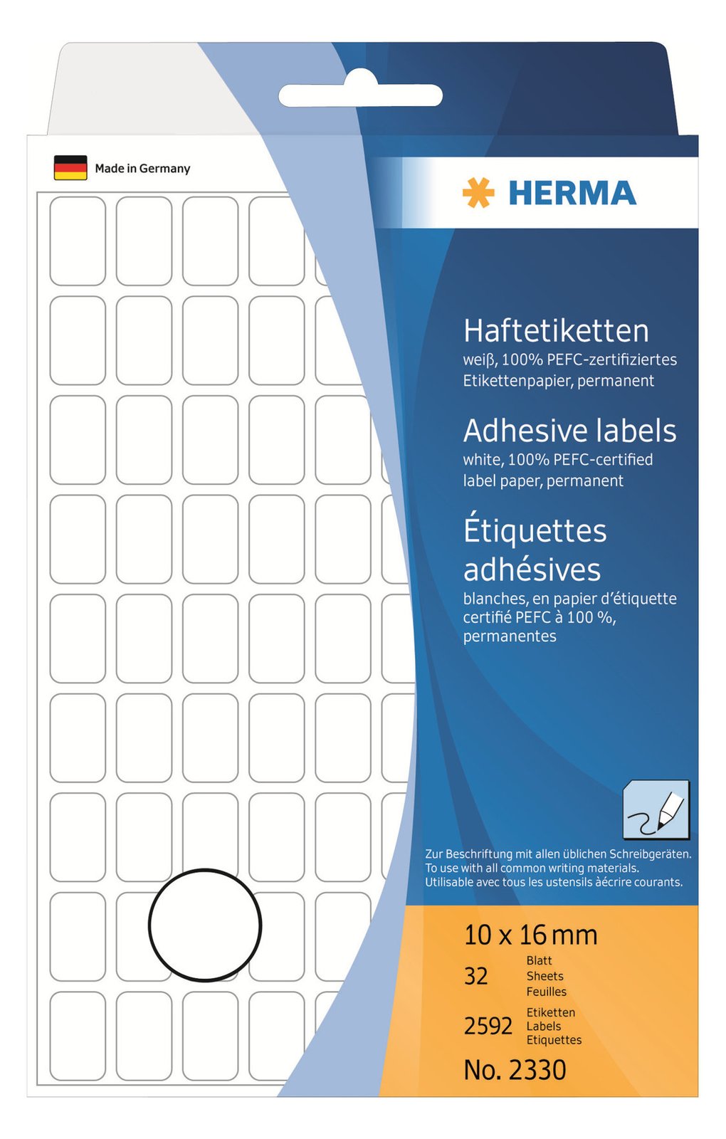 HERMA Papier - selbstklebend - weiß - 10 x 16 mm 2592 Etikett(en) (32 Bogen x 81)