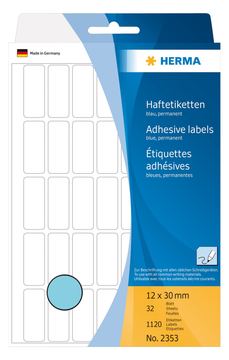 HERMA Permanenter Klebstoff - Blau - 12 x 30 mm 1120 Etikett(en) (32 Bogen x 35) von LumaTech
