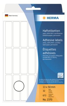 HERMA Permanenter Klebstoff - weiß - 13 x 50 mm 672 Etikett(en) (32 Bogen x 21) von LumaTech