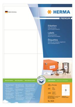HERMA Premium - Papier - matt - permanent selbstklebend - weiß - A7 (74 x 105 mm) von LumaTech