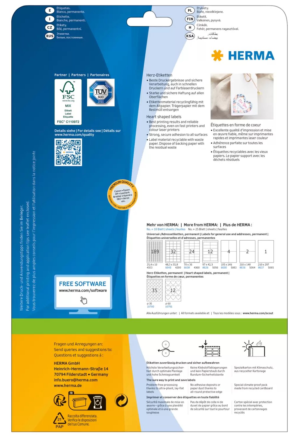 HERMA Premium Etiketten in Herzform 60x60 1Stk - Etiketten/Beschriftungsbänder - A4