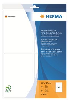HERMA Selbstklebend - weiß - 102 x 148 mm 80 Etikett(en) (20 Bogen x 4) von LumaTech