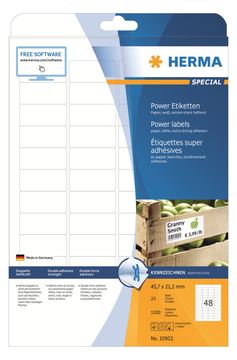 HERMA Special - Papier - matt - extra stark selbstklebend - weiß - 45.7 x 21.2 mm 1200 Etikett(en) (25 Bogen x 48) von LumaTech