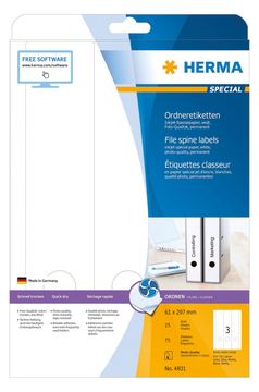 HERMA Special - Papier - matt - permanent selbstklebend - beschichtet - weiß - 61 x 297 mm - 90 g/m² - 75 Etikett(en) von LumaTech