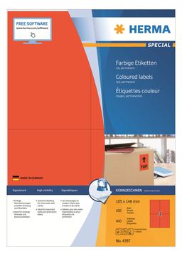 HERMA Special - Papier - matt - permanent selbstklebend - Rot - A6 (105 x 148 mm) von LumaTech
