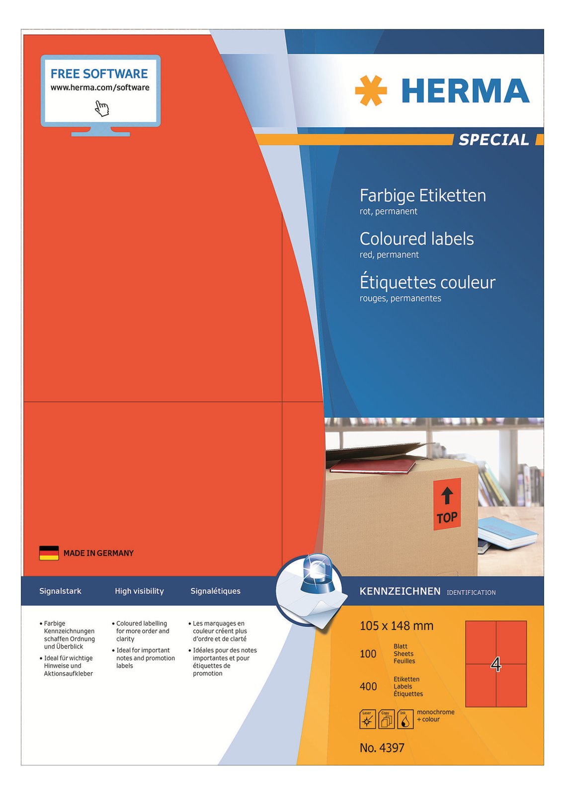 HERMA Special - Papier - matt - permanent selbstklebend - Rot - A6 (105 x 148 mm)