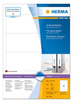 HERMA Special - Papier - matt - permanent selbstklebend - weiß - 192 x 59 mm 400 Etikett(en) (100 Bogen x 4) von LumaTech