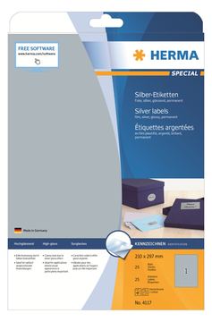 HERMA Special - Polyester - glänzend - permanent selbstklebend - Silber - A4 (210 x 297 mm) von LumaTech
