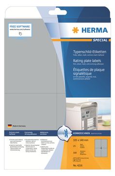 HERMA Special - Polyester - matt - selbstklebend - Silber - A6 (105 x 148 mm)