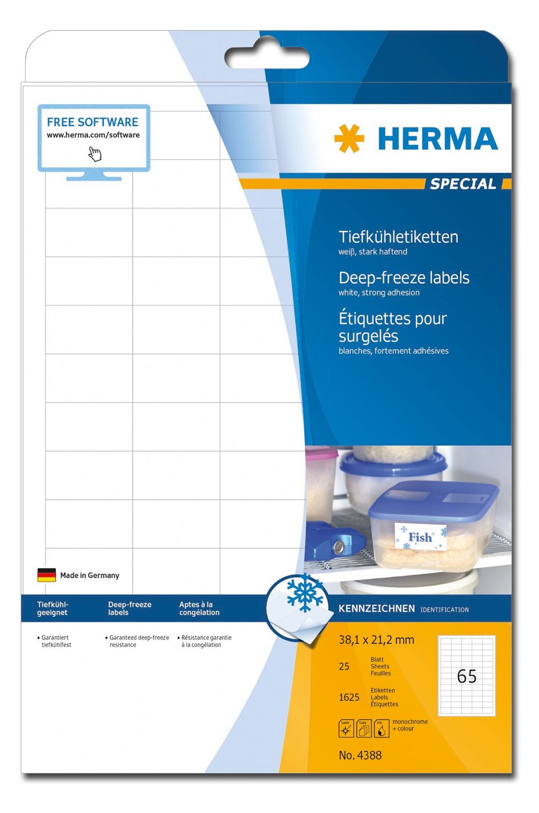 HERMA Special - Weiß - 38.1 x 21.2 mm 1625 Etikett(en) (25 Bogen x 65)