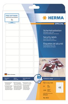 HERMA Special - Weiß - 45.7 x 21.2 mm 1200 Etikett(en) (25 Bogen x 48) von LumaTech