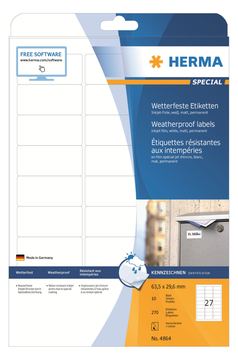 HERMA Special - Weiß - 63.5 x 29.6 mm 270 Etikett(en) (10 Bogen x 27) von LumaTech
