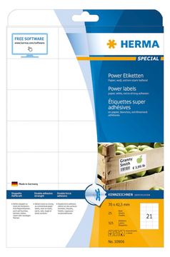 HERMA Special Power Labels - Papier - matt - extrem stark haftend - weiß - 42.3 x 70 mm 525 Etikett(en) (25 Bogen x 21) von LumaTech