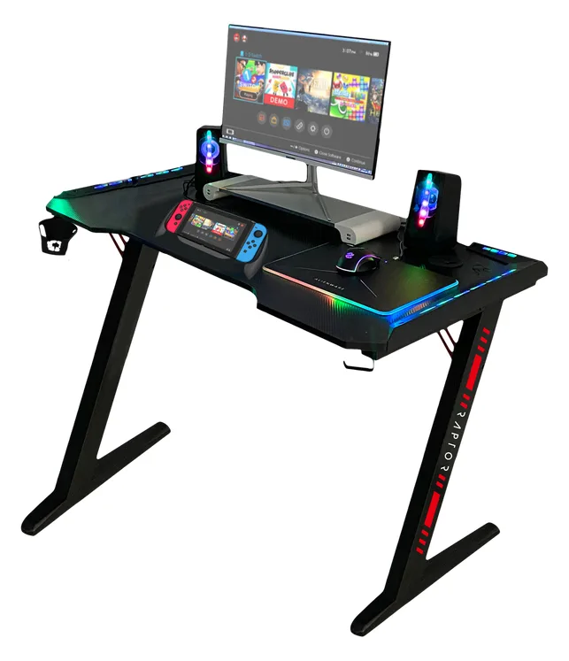 Raptor GT100 - Gerade - Rechteckige Form - Stahl - Gaming - Schwarz - T-Beine, Ansicht 2
