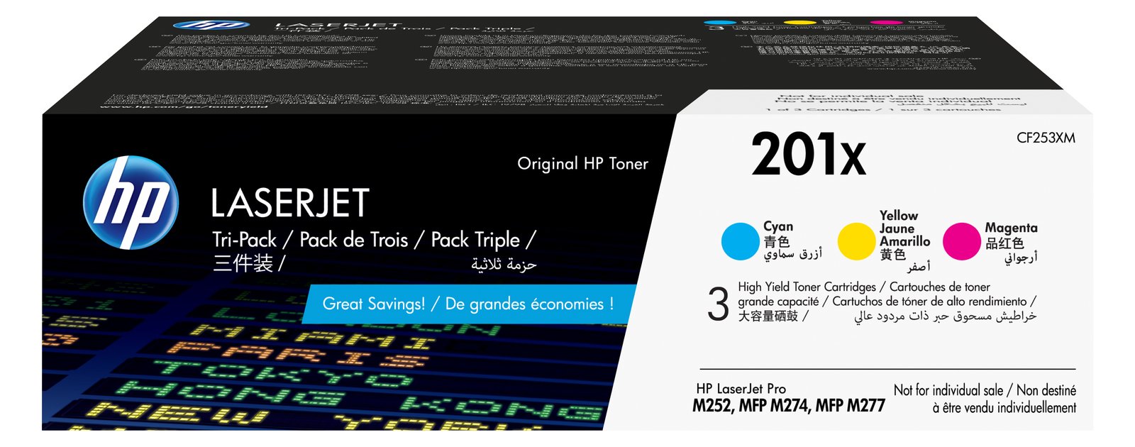 HP 201X - 3er-Pack - Hohe Ergiebigkeit - Gelb, Cyan, Magenta - Original - LaserJet - Tonerpatrone (CF253XM)