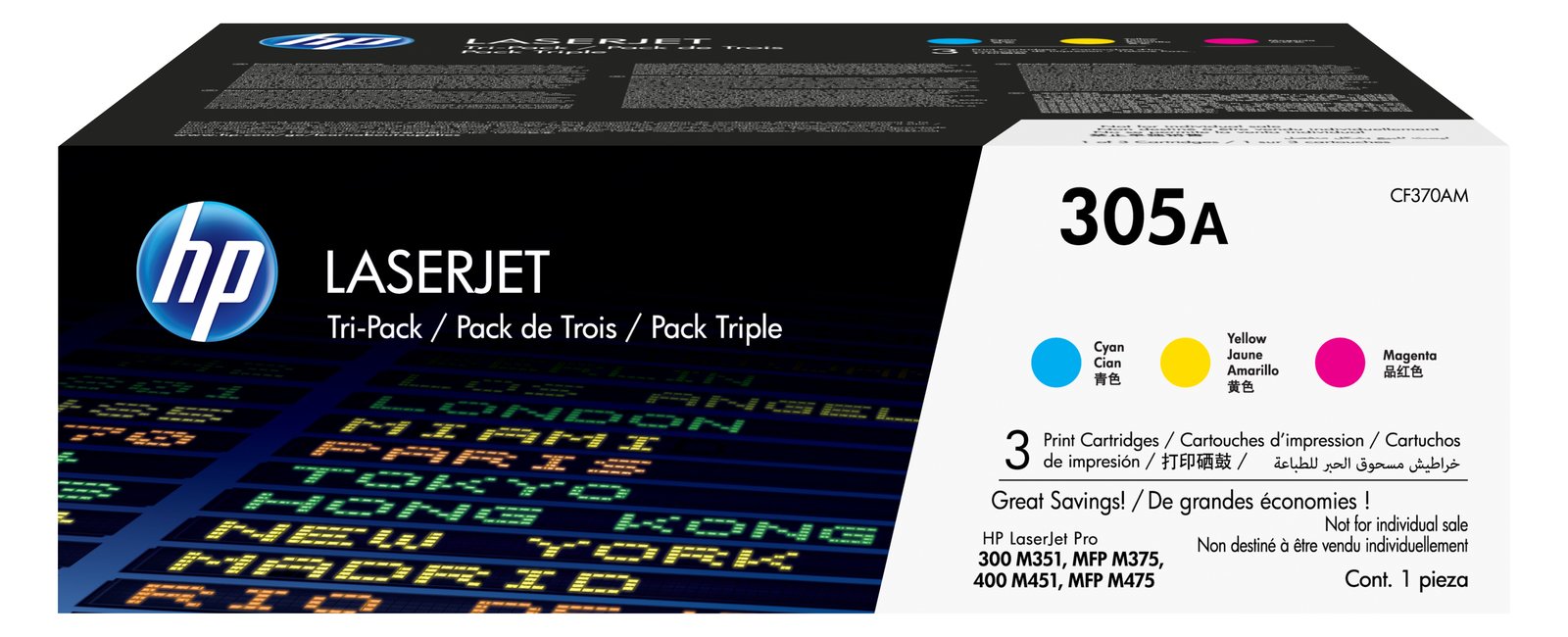 HP 305A - 3er-Pack - Gelb, Cyan, Magenta - Original - LaserJet - Tonerpatrone (CF370AM)