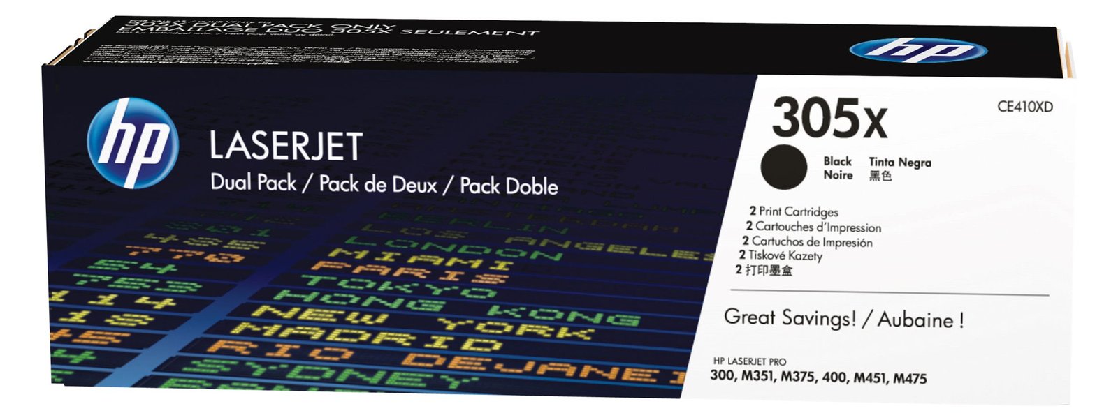 HP 305X - 2er-Pack - Hohe Ergiebigkeit - Schwarz - original - LaserJet - Tonerpatrone (CE410XD)