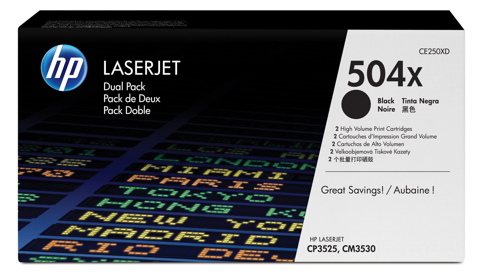 HP 504X - 2er-Pack - Hohe Ergiebigkeit - Schwarz - original - LaserJet - Tonerpatrone (CE250XD)