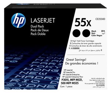 HP 55X - 2er-Pack - Hohe Ergiebigkeit - Schwarz - Original - LaserJet - Tonerpatrone (CE255XD) von LumaTech
