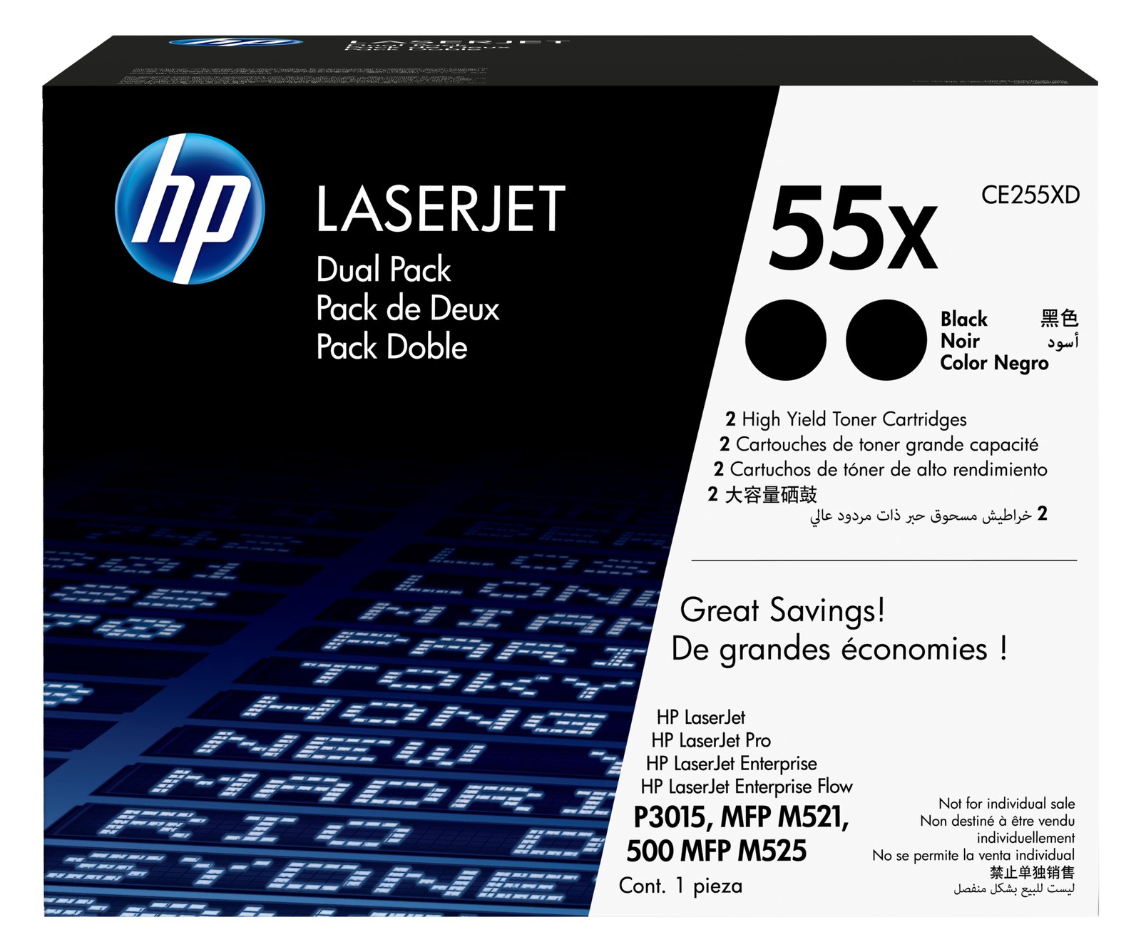 HP 55X - 2er-Pack - Hohe Ergiebigkeit - Schwarz - Original - LaserJet - Tonerpatrone (CE255XD)