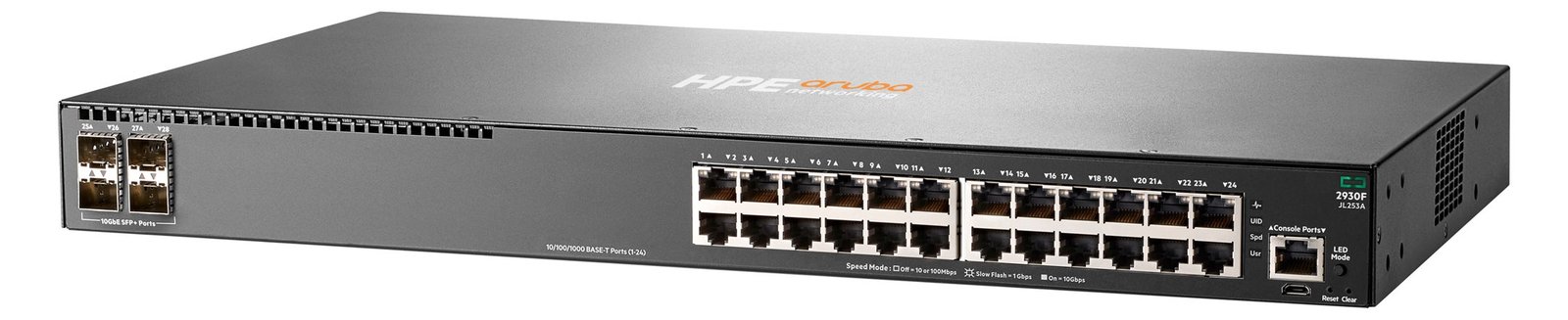 HPE Aruba 2930F 24G 4SFP+ - Switch - L3 - managed - 24 x 10/100/1000 + 4 x 1 Gigabit/10 Gigabit SFP+ (Uplink)