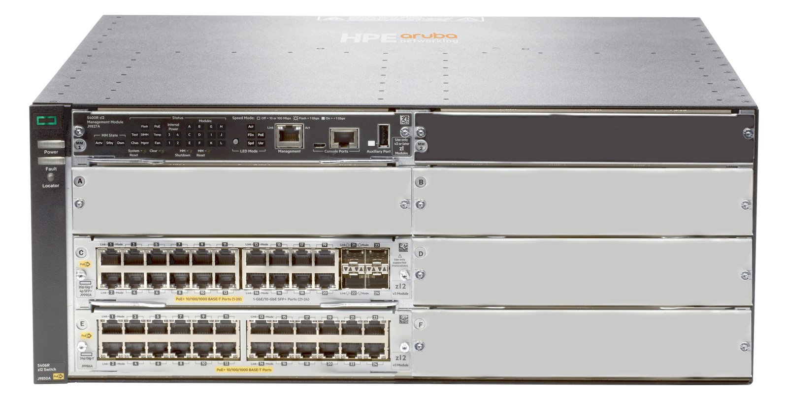HPE Aruba 5406R 44GT PoE+ / 4SFP+ (No PSU) v3 zl2 - Switch - managed - 44 x 10/100/1000 (PoE+)