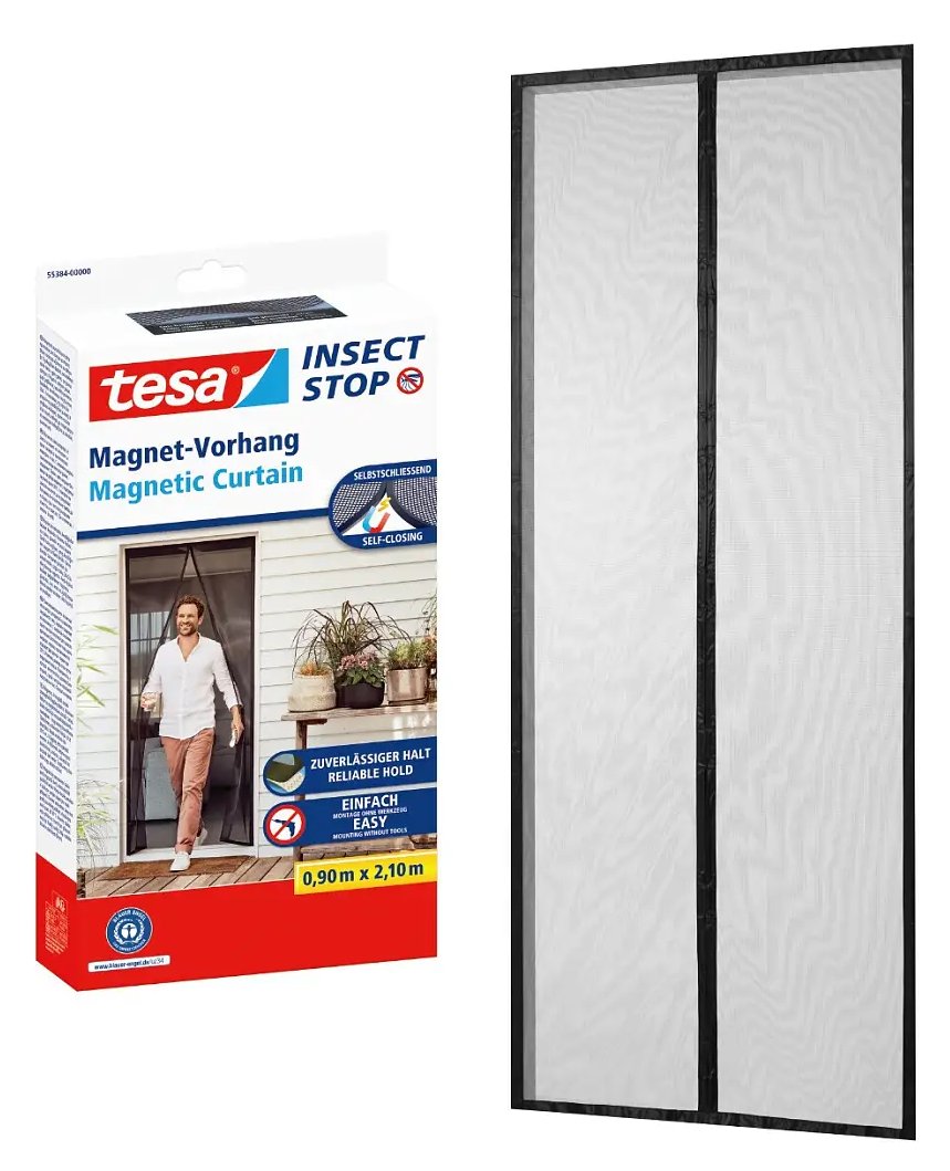 Tesa 55384 - Insektenschutz Magnetvorhang 0.9 m x 2.1 anthrazit