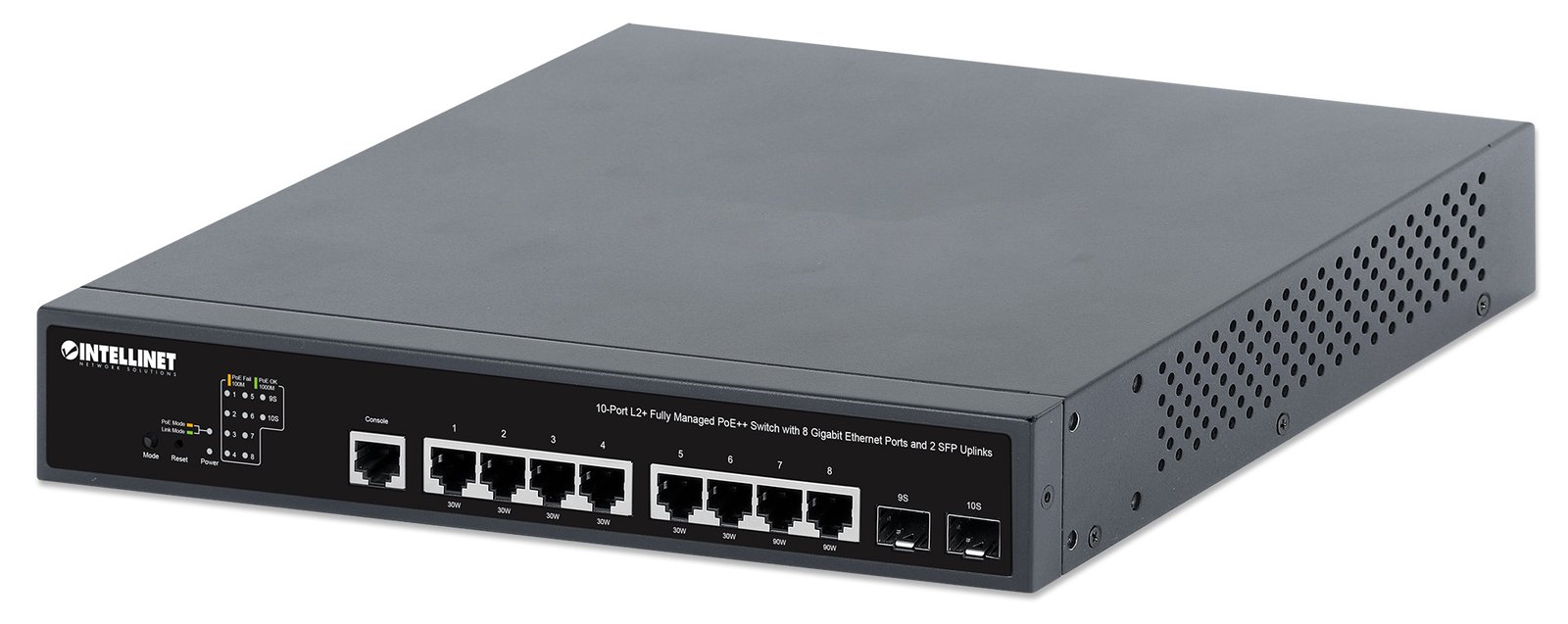 IC Intracom Intellinet - Switch - 2+/L3 Lite - managed - 8 x 10/100/1000 (PoE++)