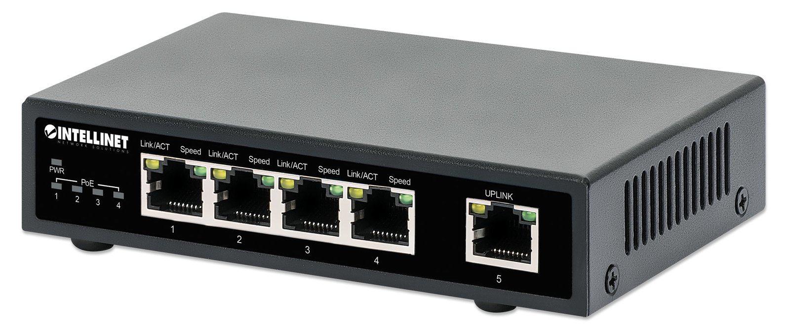 IC Intracom Intellinet - Switch - 4 x 10/100/1000 (PoE+) + 1 x 10/100/1000 (Uplink)