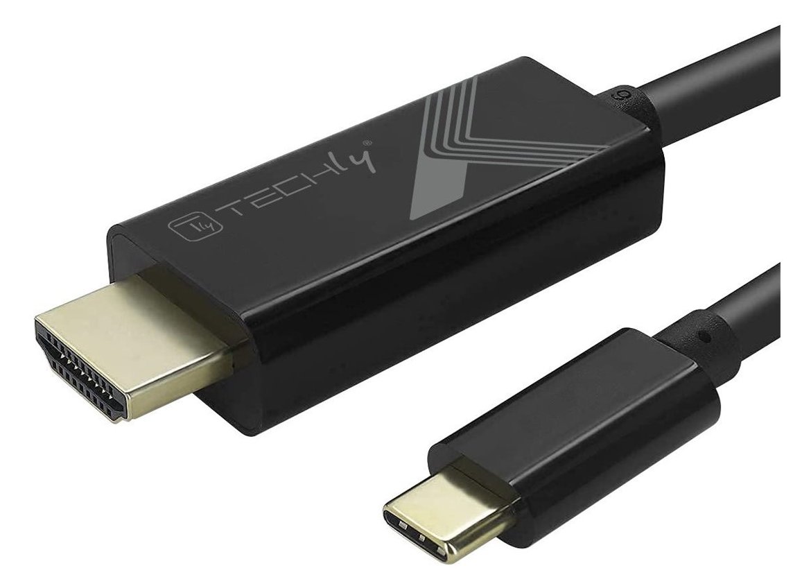 IC Intracom TECHly - Adapterkabel - 24 pin USB-C männlich zu HDMI männlich - 5 m - Schwarz - rund, unterstützt 4K 60 Hz