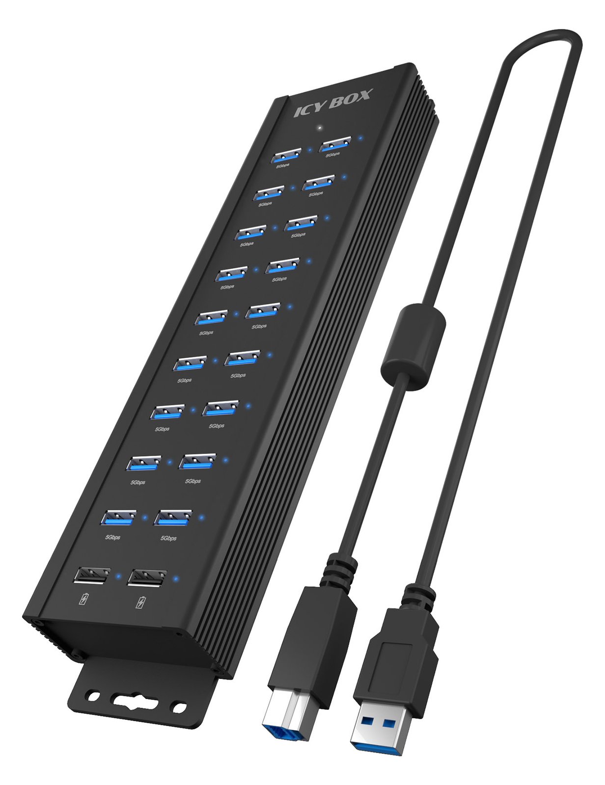 ICY BOX IB-HUB1720-U3 - Hub - 18 x USB 3.2 Gen 1 + 2 x USB